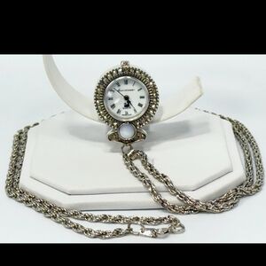 Gloria Vanderbilt Marcasite Ladies Necklace Watch *Will Need New Battery*